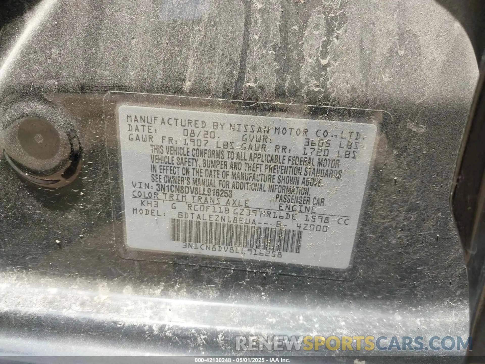 9 fotografías del automóvil dañado 3N1CN8DV8LL916258 NISSAN VERSA 2020