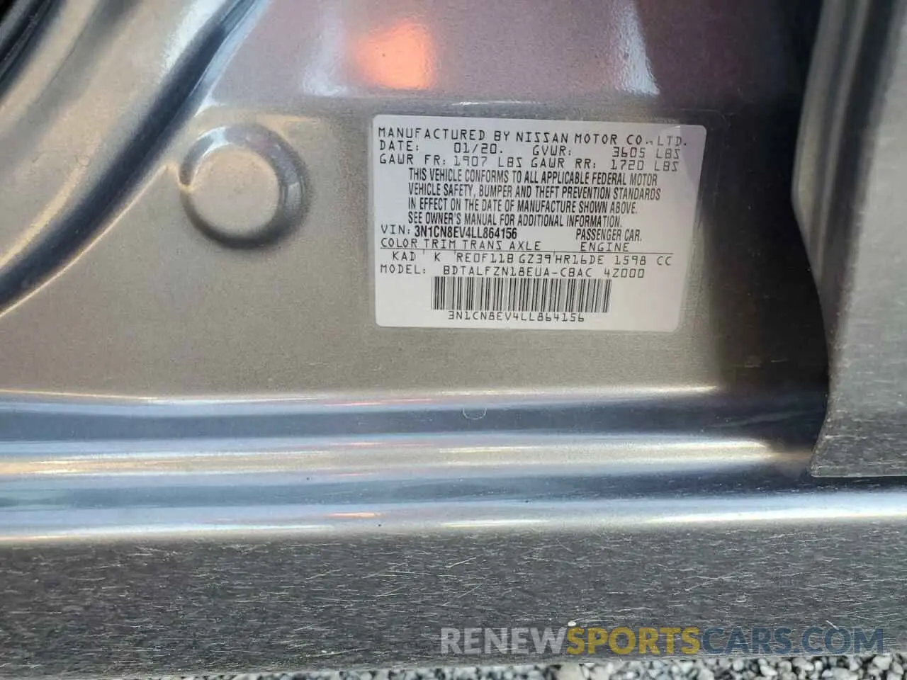 12 fotografías del automóvil dañado 3N1CN8EV4LL864156 NISSAN VERSA 2020