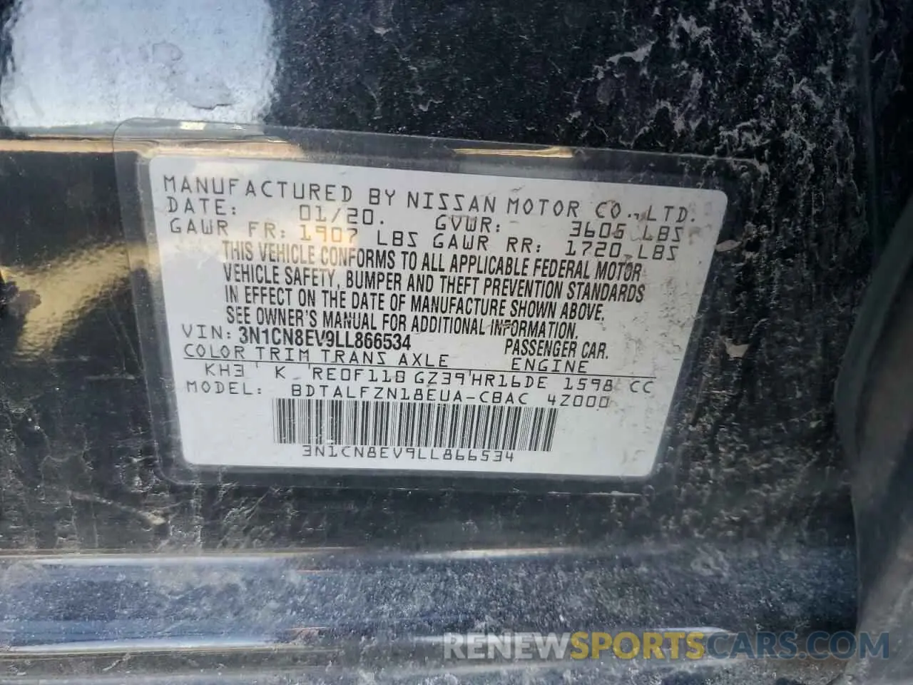 13 fotografías del automóvil dañado 3N1CN8EV9LL866534 NISSAN VERSA 2020
