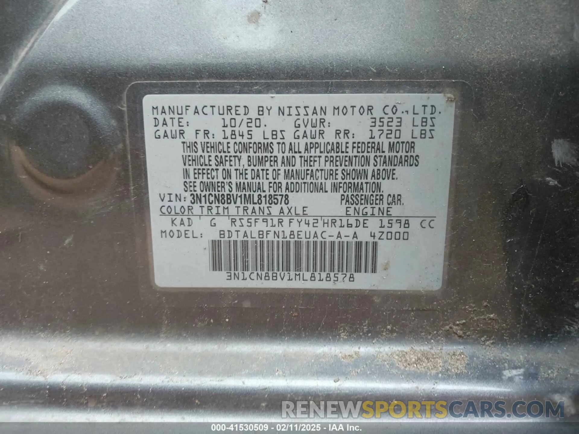 9 fotografías del automóvil dañado 3N1CN8BV1ML818578 NISSAN VERSA 2021