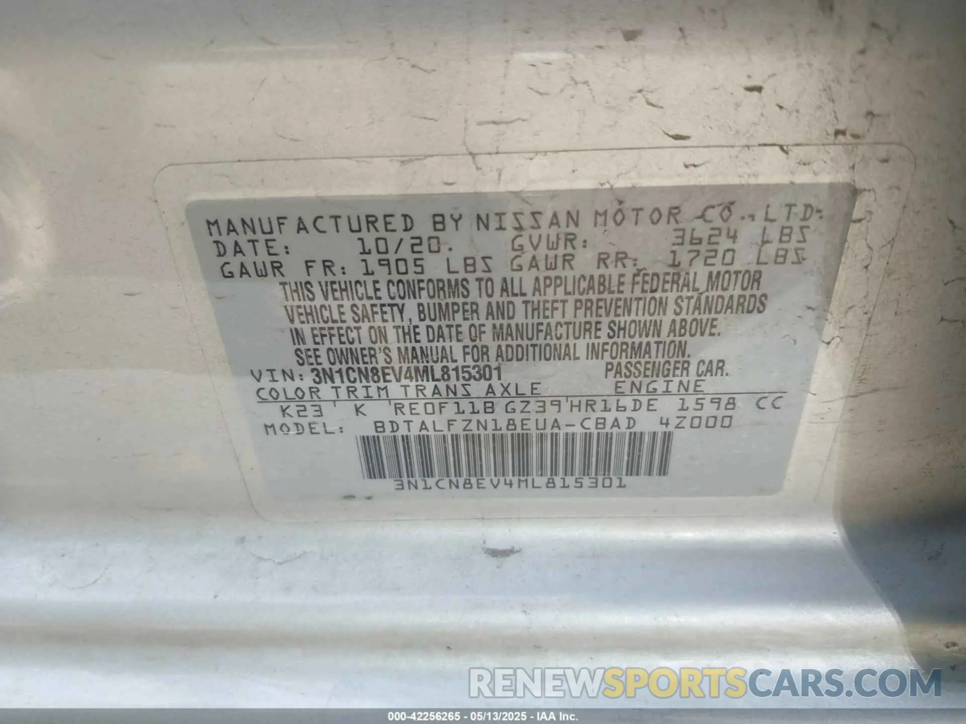 9 fotografías del automóvil dañado 3N1CN8EV4ML815301 NISSAN VERSA 2021