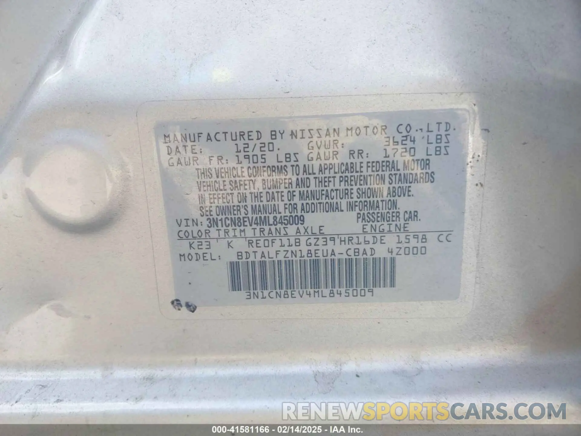 9 fotografías del automóvil dañado 3N1CN8EV4ML845009 NISSAN VERSA 2021