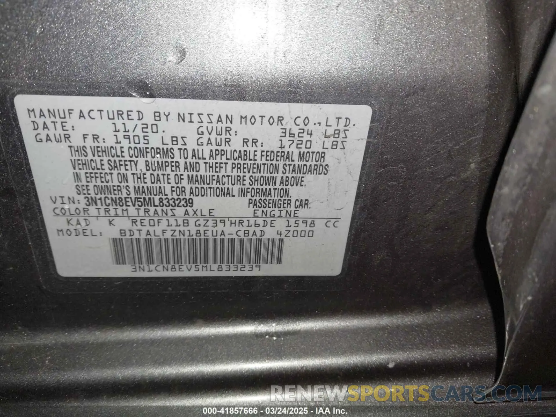 9 fotografías del automóvil dañado 3N1CN8EV5ML833239 NISSAN VERSA 2021
