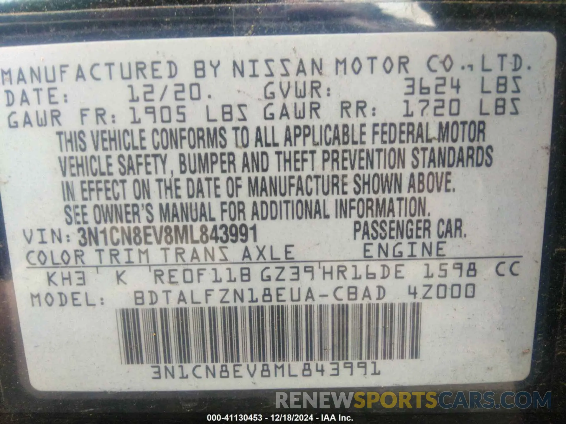 9 fotografías del automóvil dañado 3N1CN8EV8ML843991 NISSAN VERSA 2021
