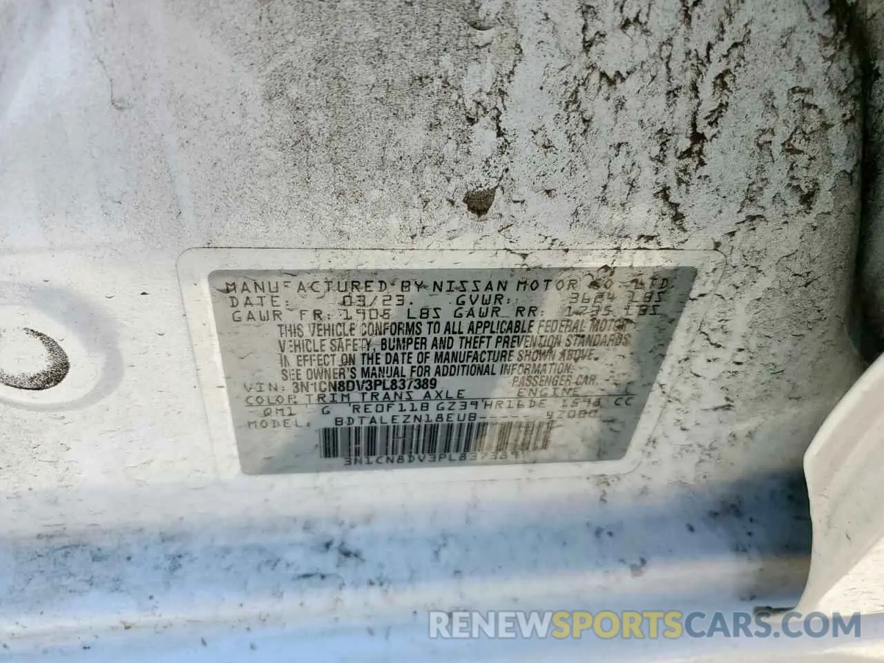 14 fotografías del automóvil dañado 3N1CN8DV3PL837389 NISSAN VERSA 2023