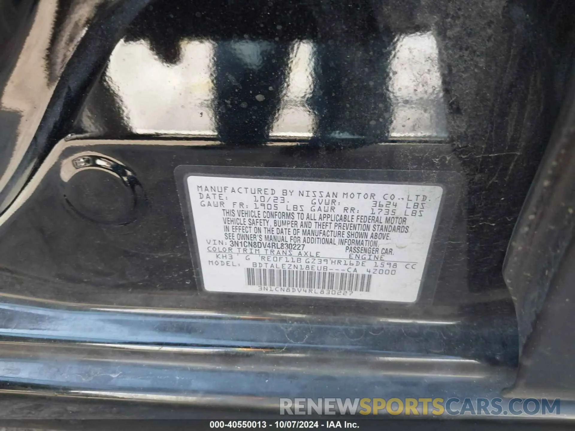 9 fotografías del automóvil dañado 3N1CN8DV4RL830227 NISSAN VERSA 2024