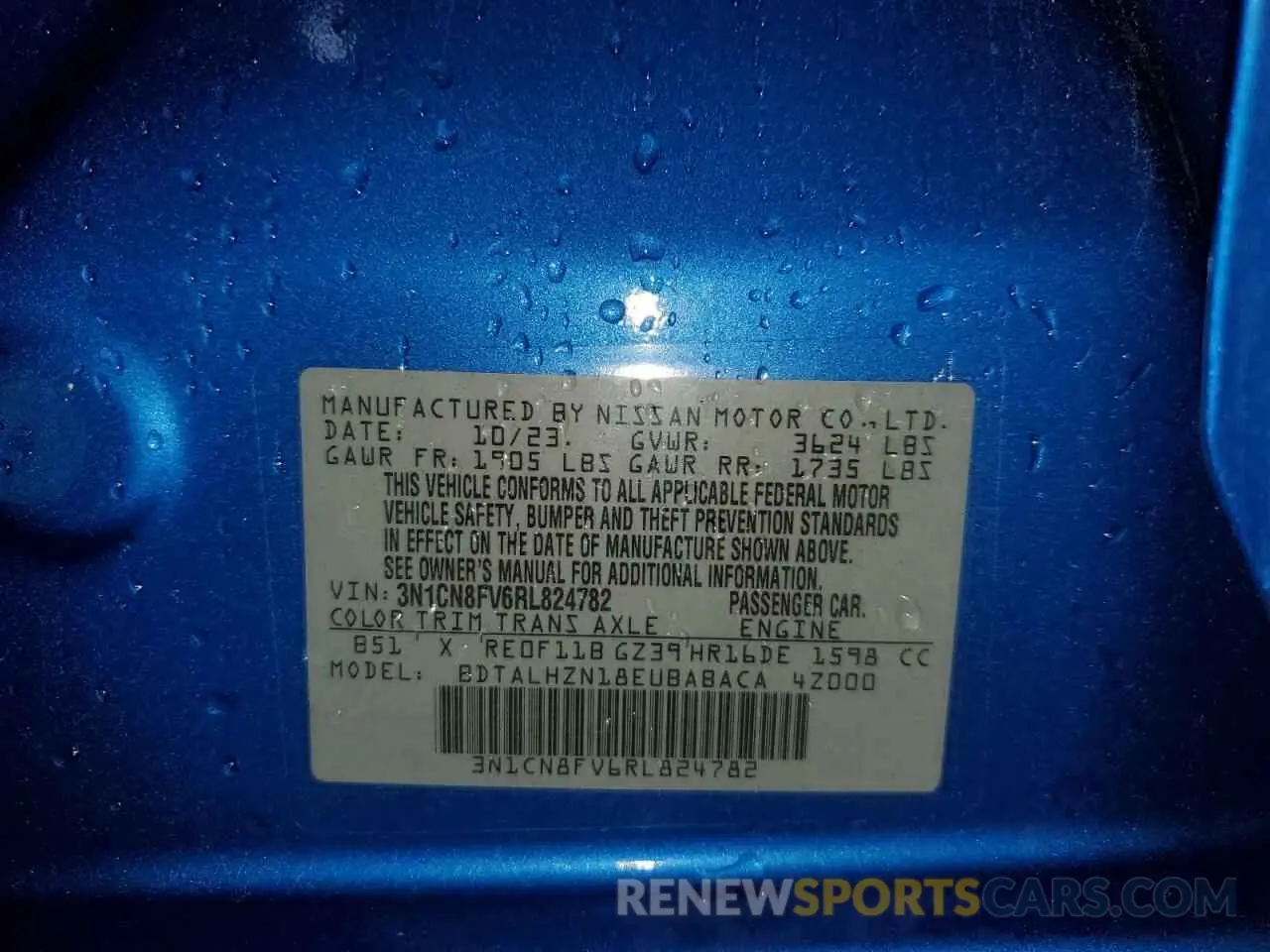 12 fotografías del automóvil dañado 3N1CN8FV6RL824782 NISSAN VERSA 2024