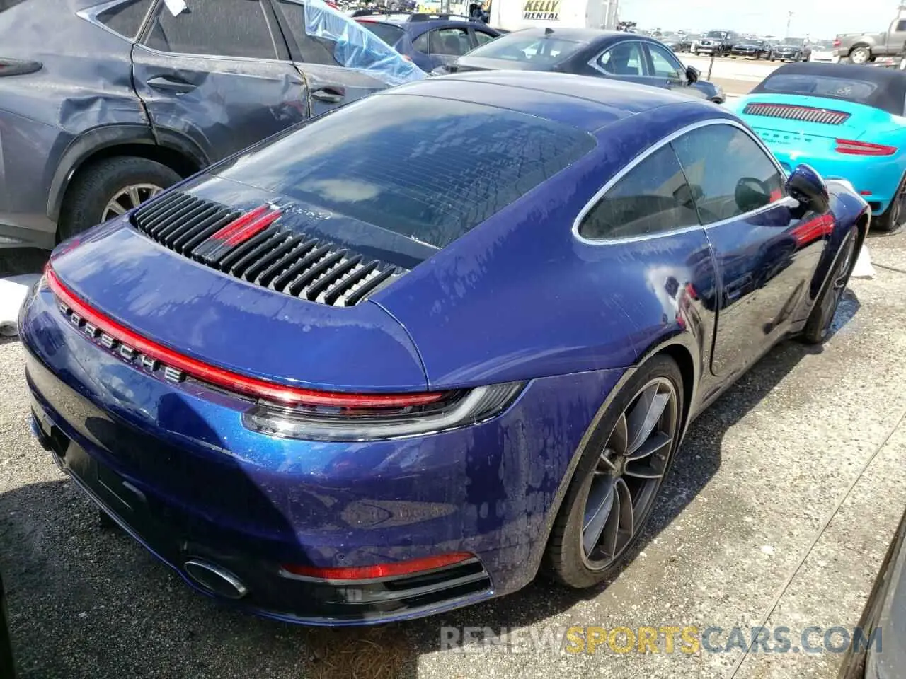 4 fotografías del automóvil dañado WP0AA2A98LS206315 PORSCHE 911 2020