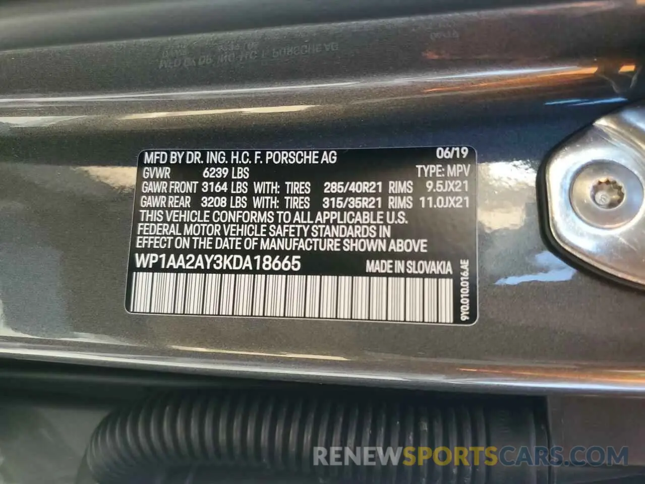 14 fotografías del automóvil dañado WP1AA2AY3KDA18665 PORSCHE CAYENNE 2019