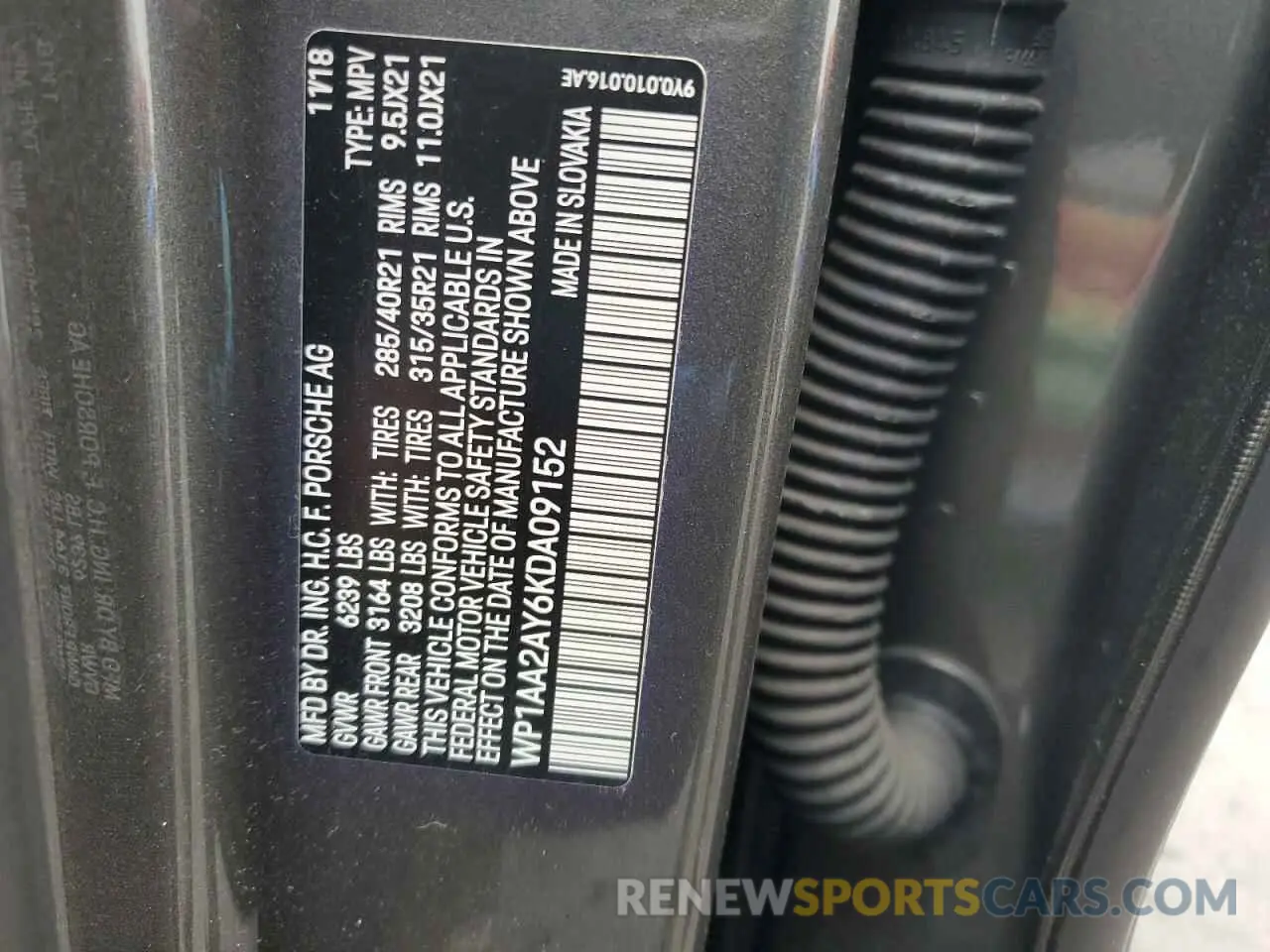 13 fotografías del automóvil dañado WP1AA2AY6KDA09152 PORSCHE CAYENNE 2019