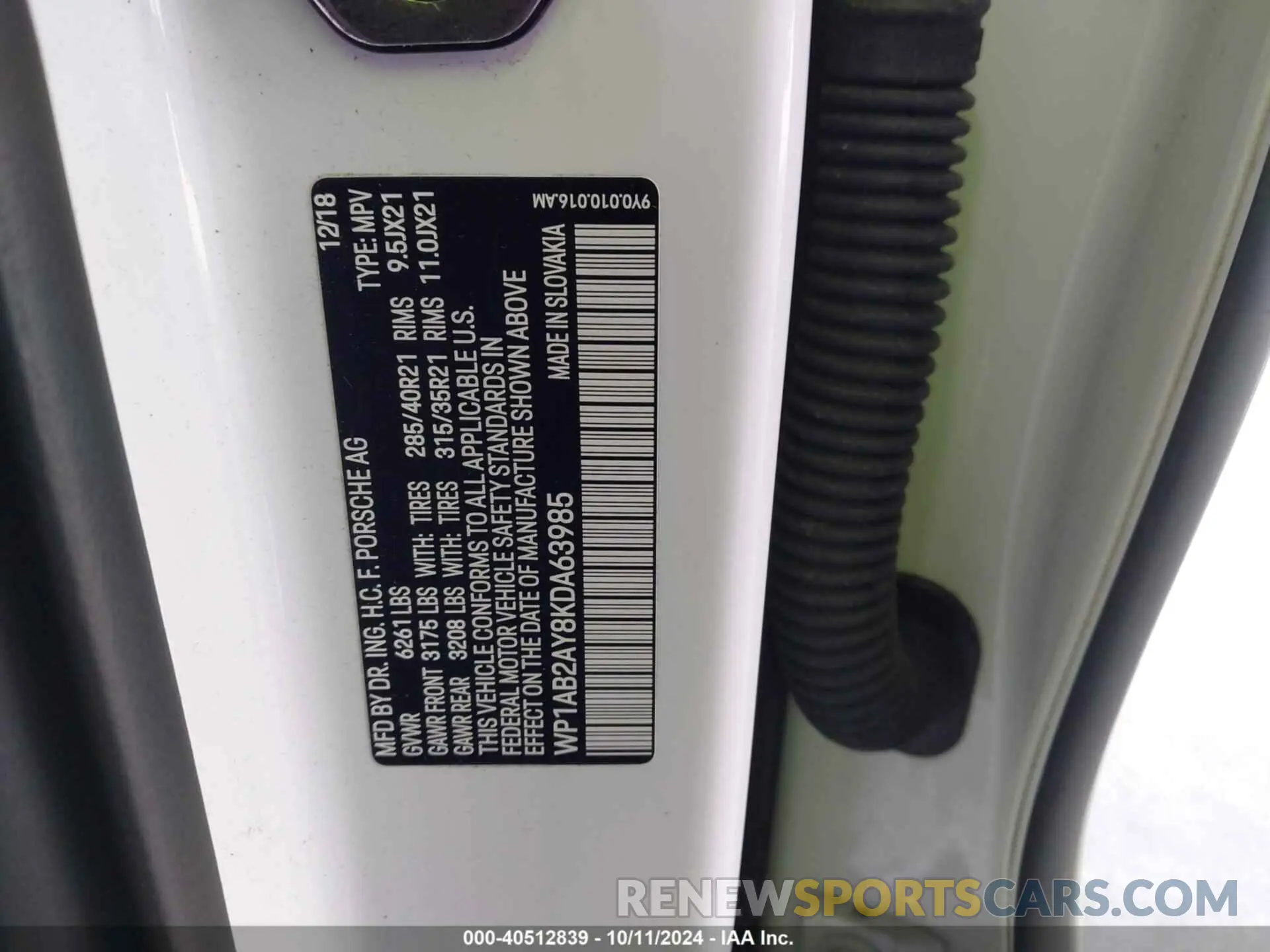 9 fotografías del automóvil dañado WP1AB2AY8KDA63985 PORSCHE CAYENNE 2019
