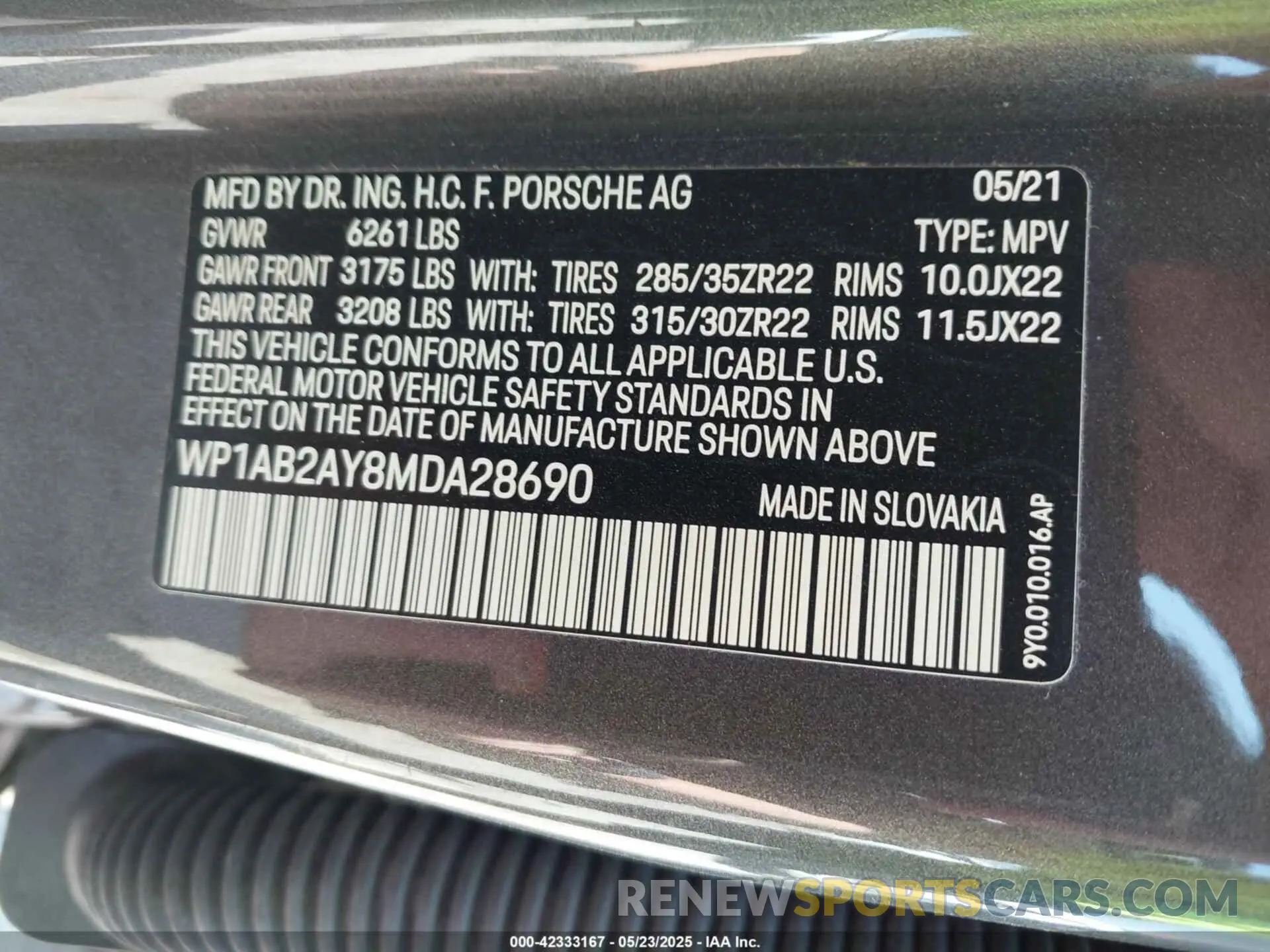 9 fotografías del automóvil dañado WP1AB2AY8MDA28690 PORSCHE CAYENNE 2021