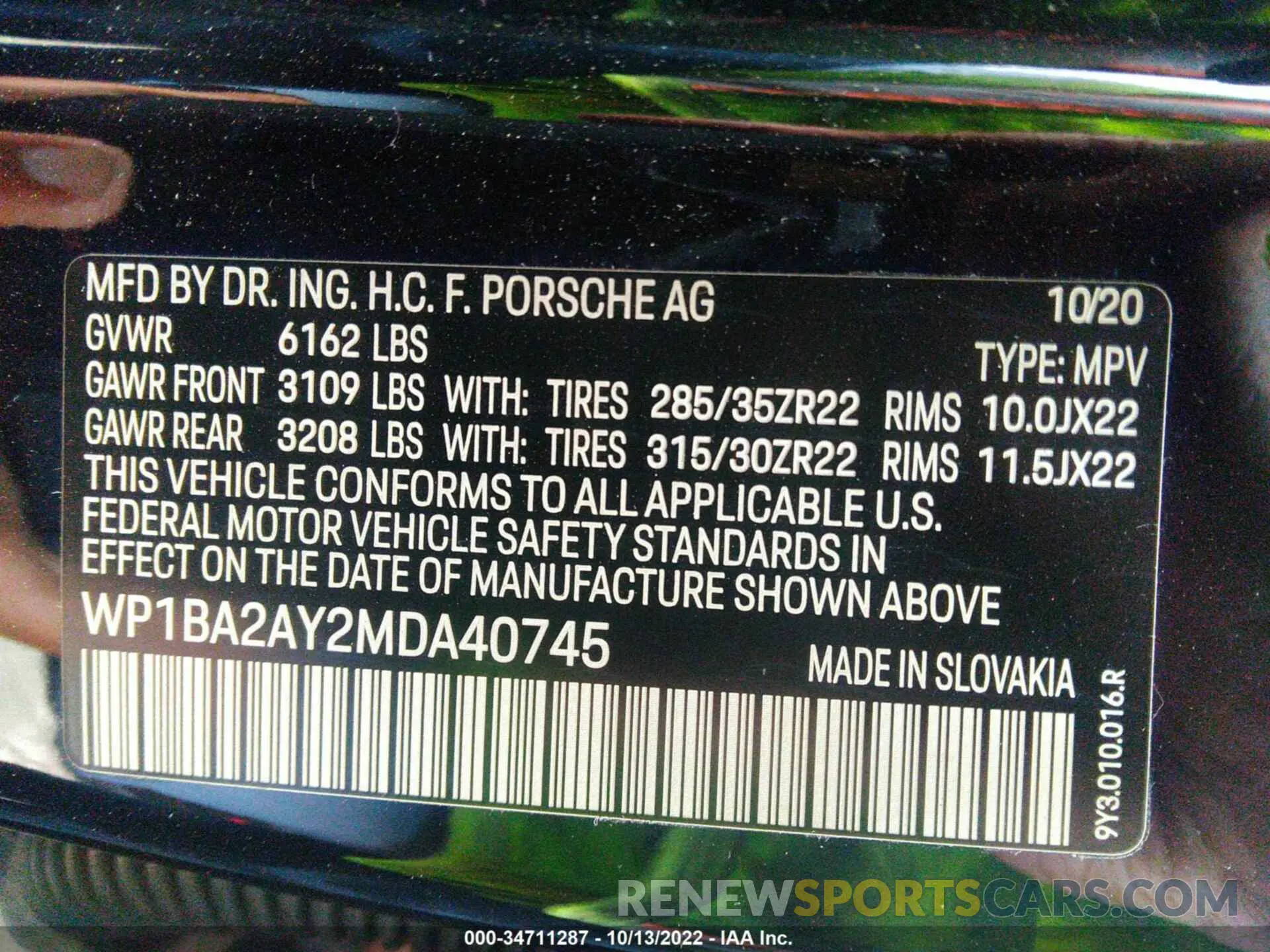 9 fotografías del automóvil dañado WP1BA2AY2MDA40745 PORSCHE CAYENNE 2021