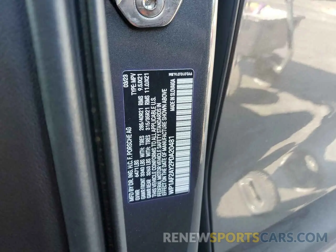 12 fotografías del automóvil dañado WP1AF2AY2PDA20481 PORSCHE CAYENNE 2023