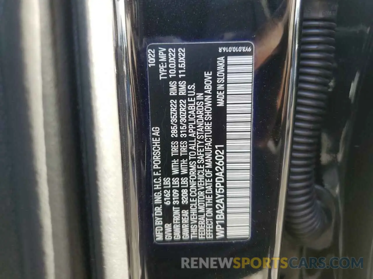 14 fotografías del automóvil dañado WP1BA2AY5PDA26021 PORSCHE CAYENNE 2023
