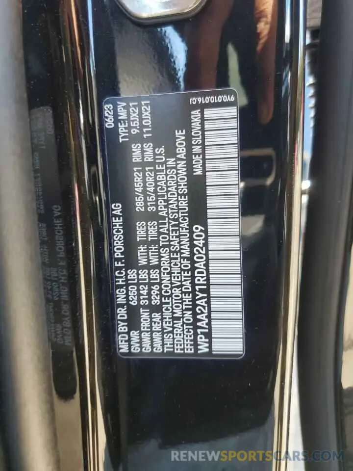 13 fotografías del automóvil dañado WP1AA2AY1RDA02409 PORSCHE CAYENNE 2024