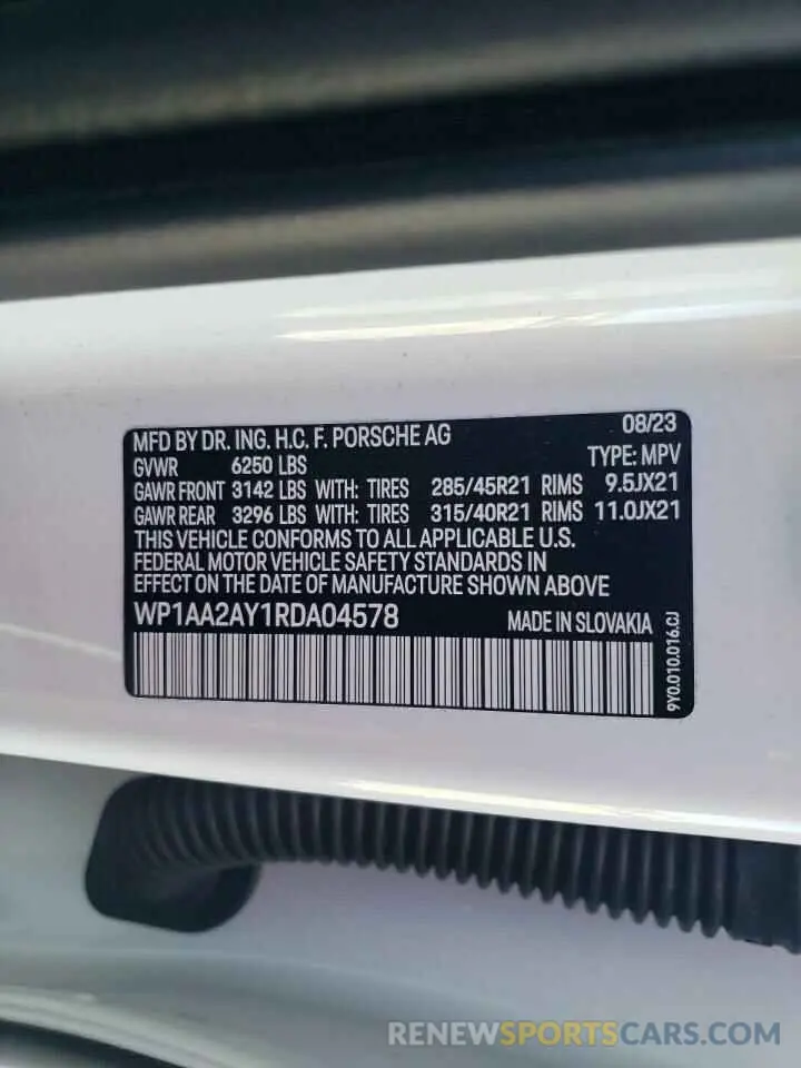 13 fotografías del automóvil dañado WP1AA2AY1RDA04578 PORSCHE CAYENNE 2024