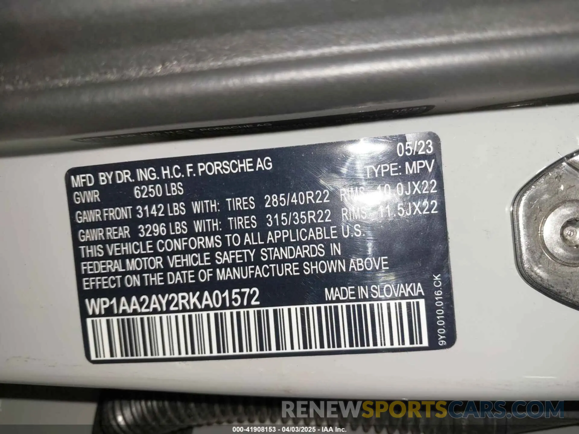 9 fotografías del automóvil dañado WP1AA2AY5RDA01585 PORSCHE CAYENNE 2024