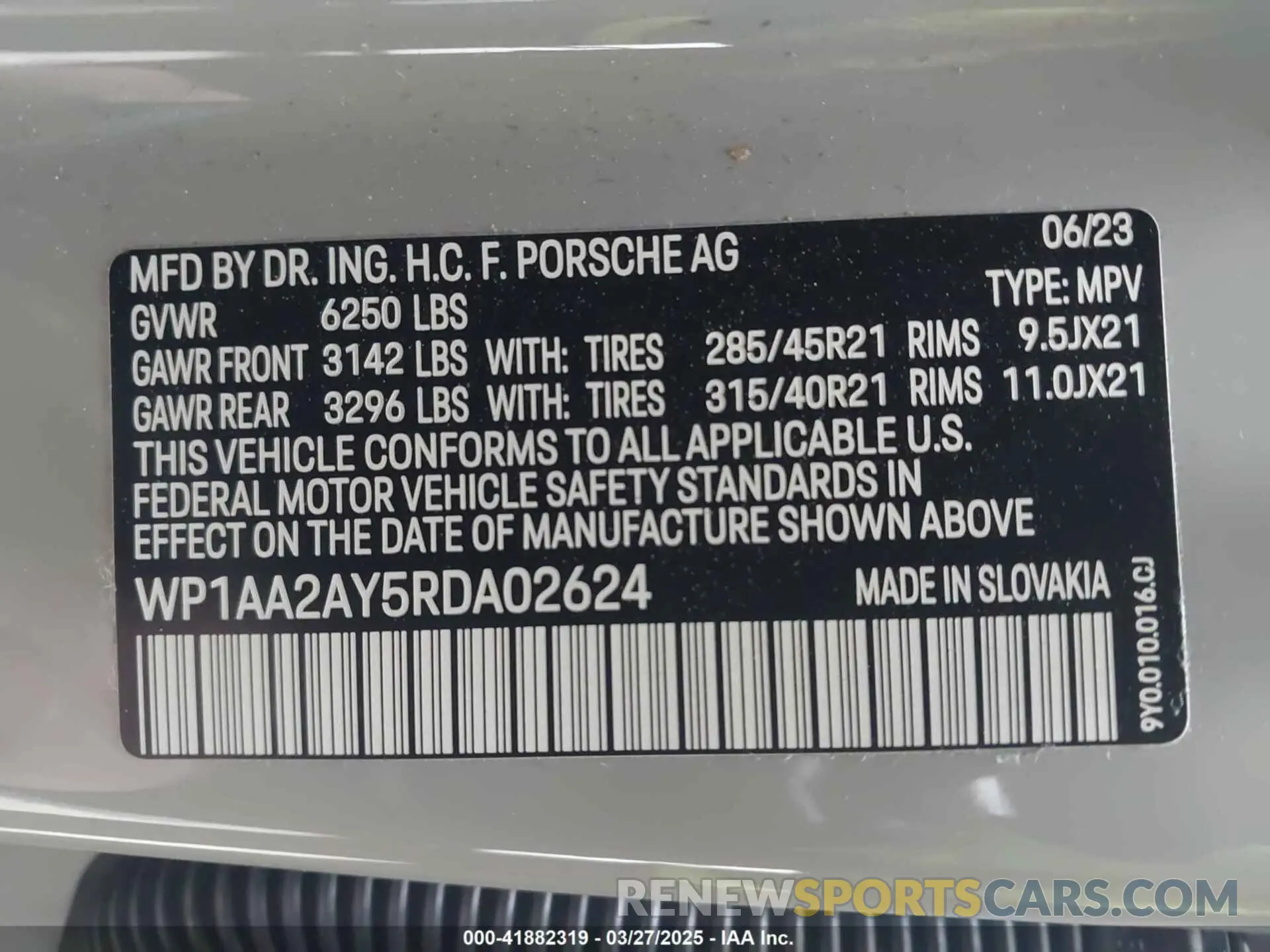 9 fotografías del automóvil dañado WP1AA2AY5RDA02624 PORSCHE CAYENNE 2024