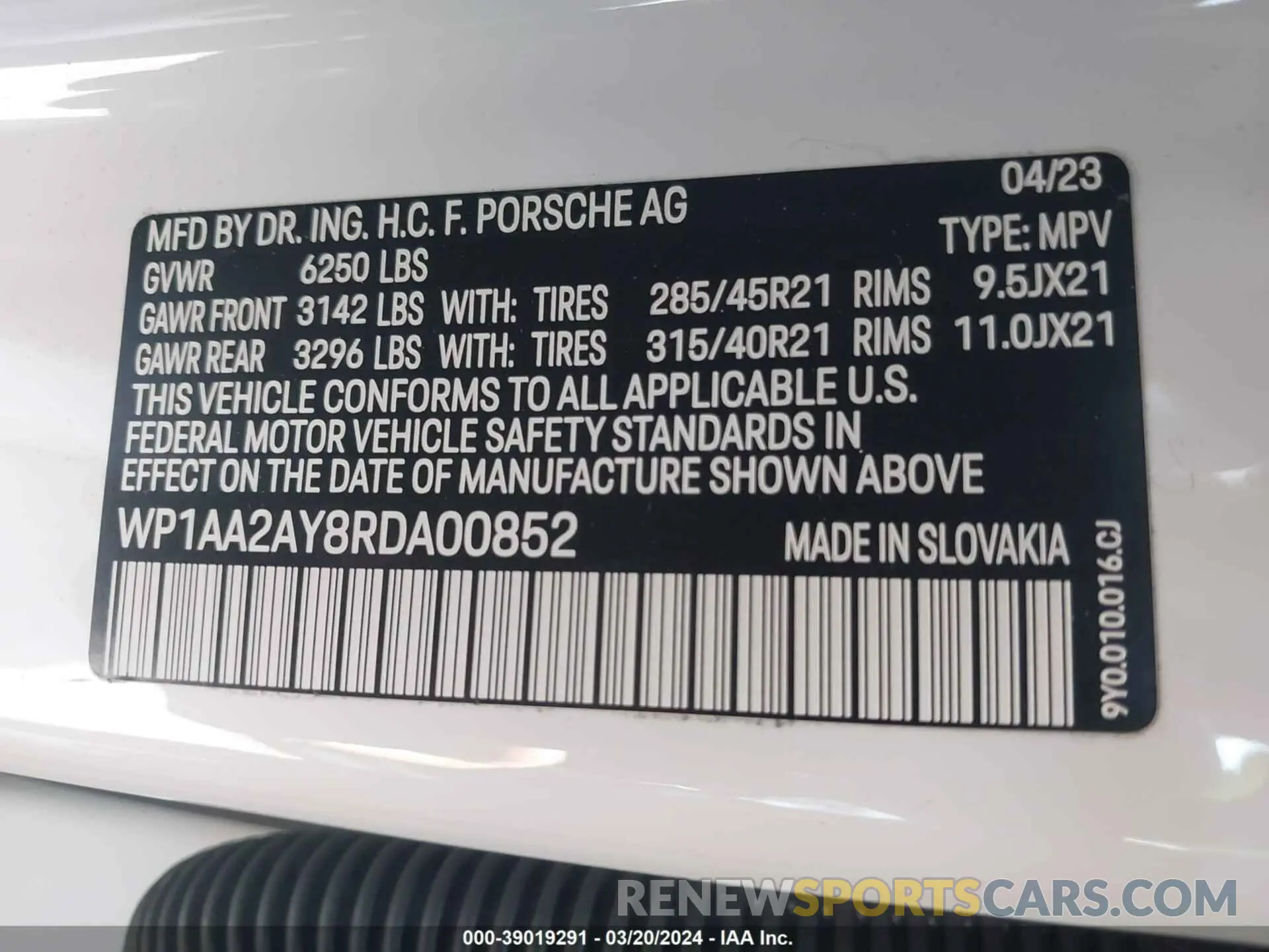 9 fotografías del automóvil dañado WP1AA2AY8RDA00852 PORSCHE CAYENNE 2024