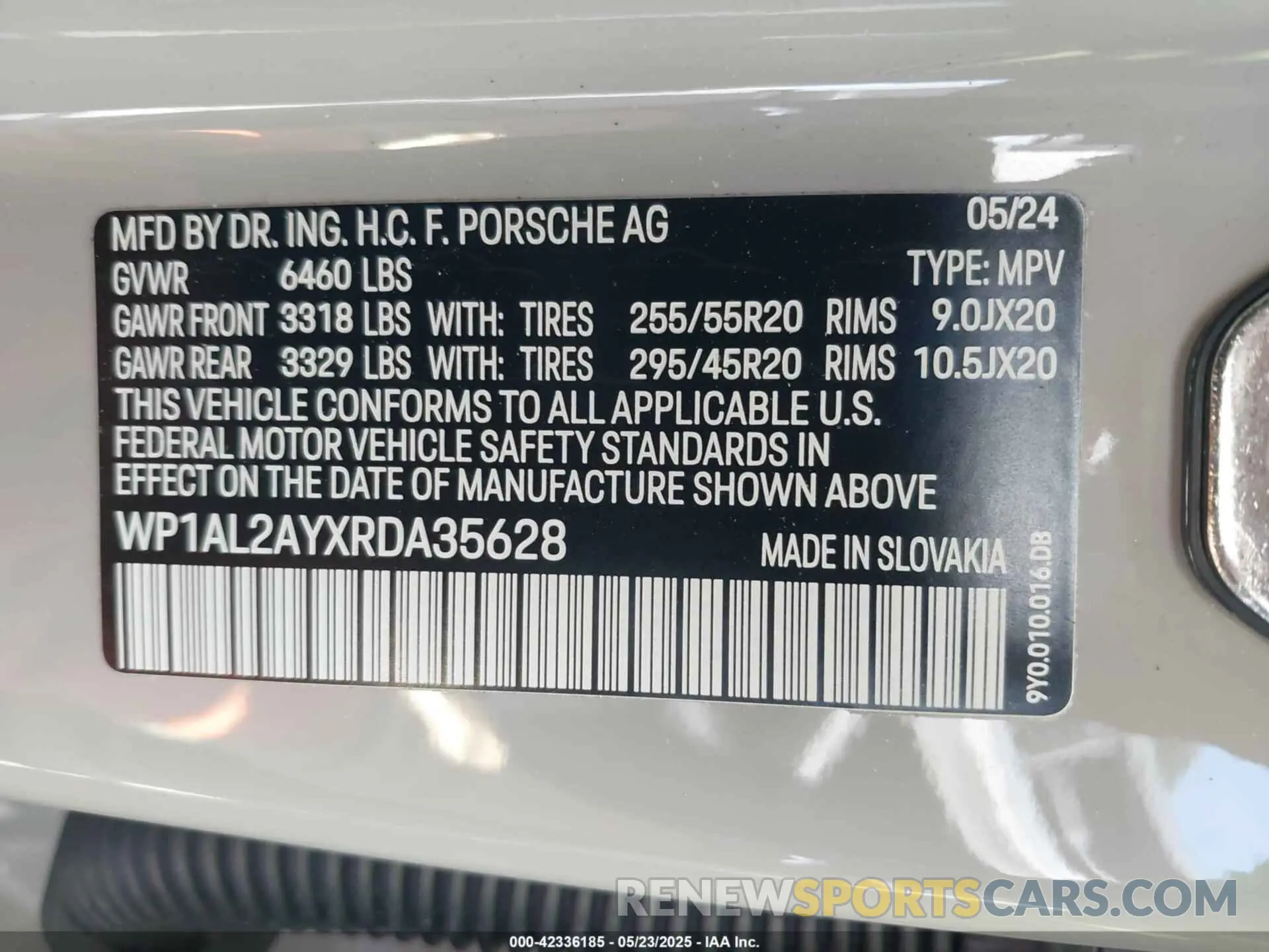 9 fotografías del automóvil dañado WP1AL2AYXRDA35628 PORSCHE CAYENNE 2024