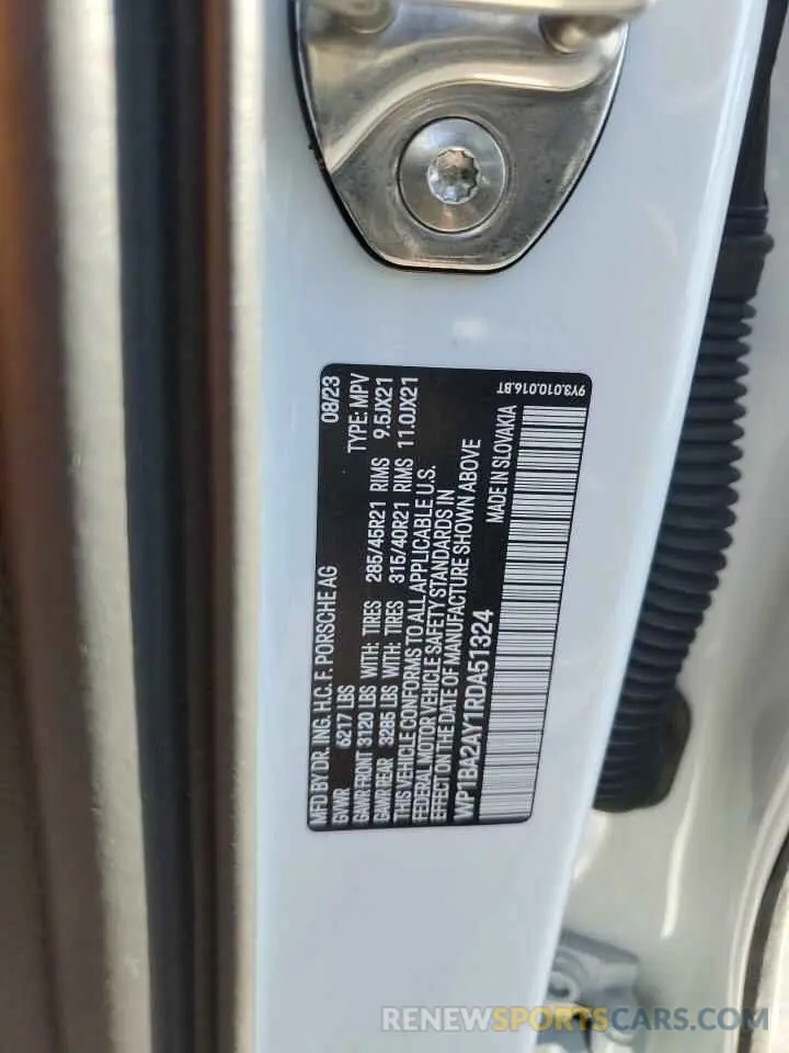 13 fotografías del automóvil dañado WP1BA2AY1RDA51324 PORSCHE CAYENNE 2024