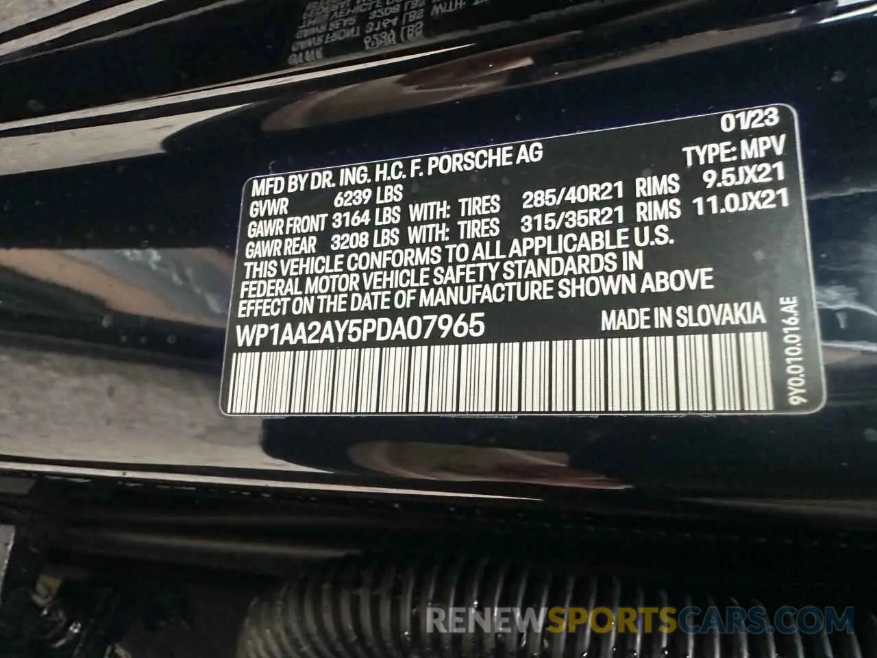 10 fotografías del automóvil dañado WP1AA2AY5PDA07965 PORSCHE CAYENNE BA 2023