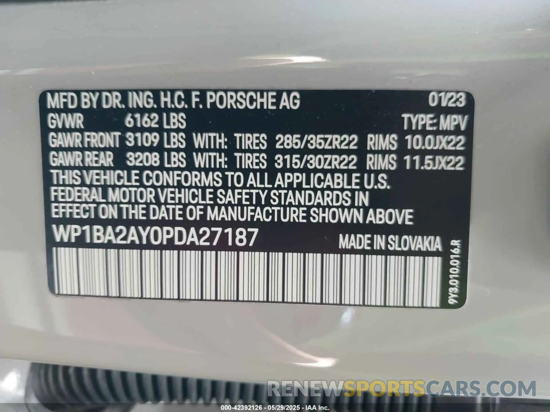 9 fotografías del automóvil dañado WP1BA2AY0PDA27187 PORSCHE CAYENNE COUPE 2023