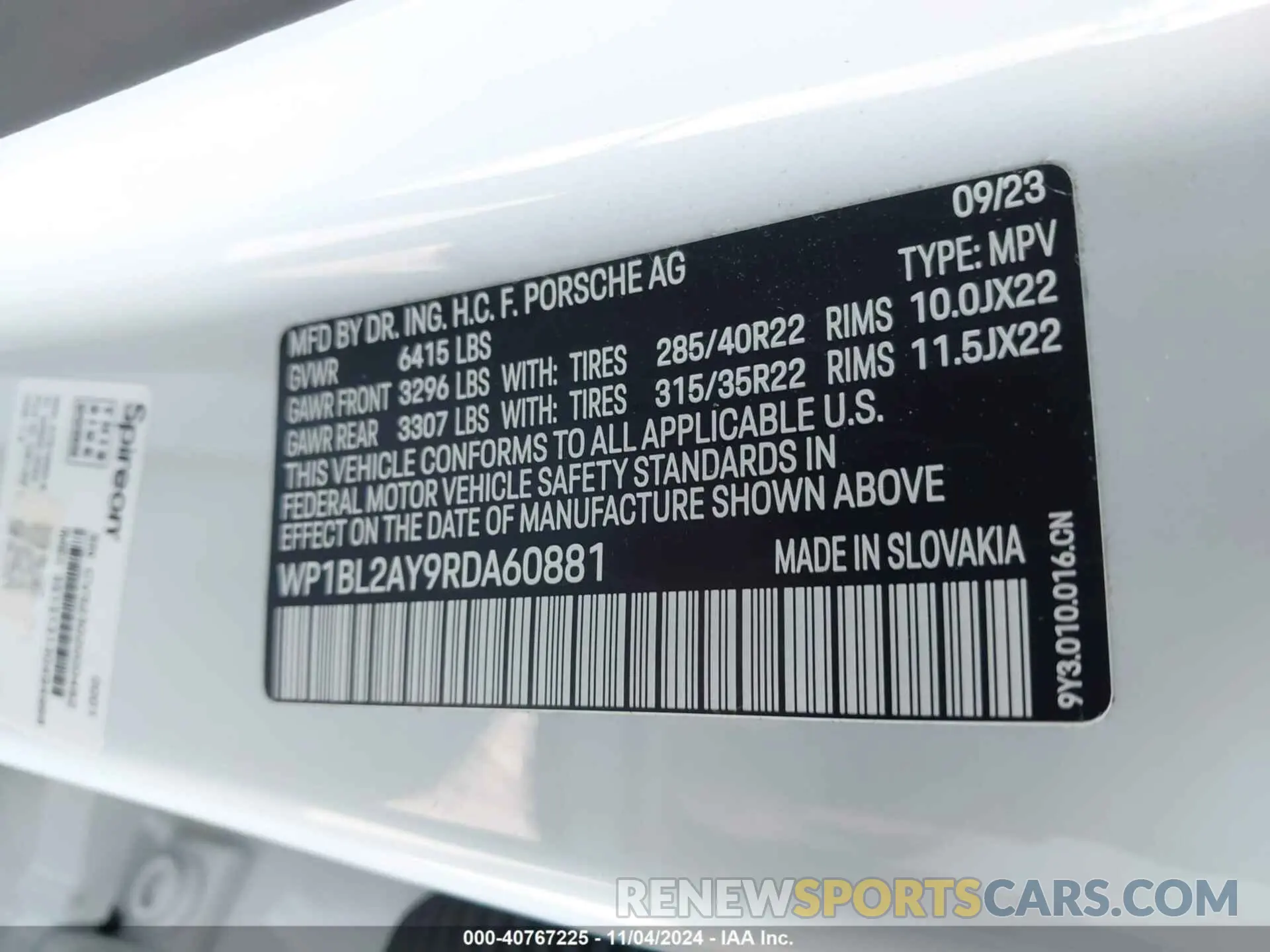 9 fotografías del automóvil dañado WP1BL2AY9RDA60881 PORSCHE CAYENNE COUPE 2024