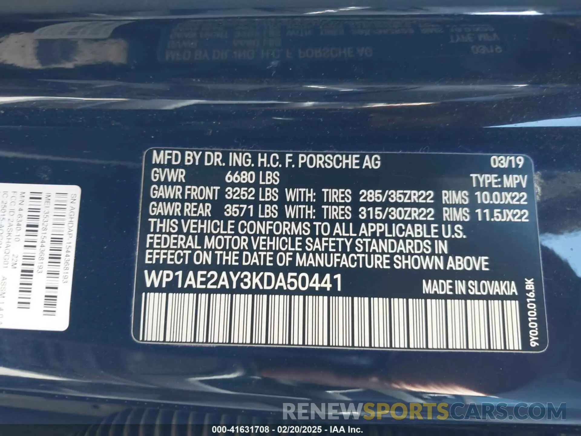 9 fotografías del automóvil dañado WP1AE2AY3KDA50441 PORSCHE CAYENNE E-HYBRID 2019