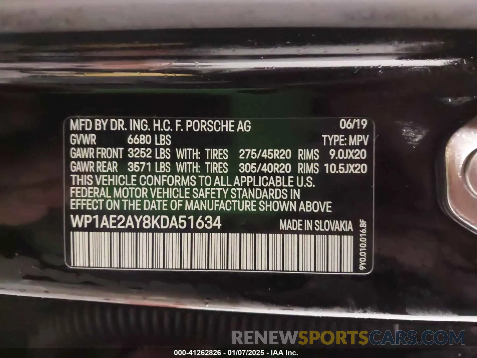 9 fotografías del automóvil dañado WP1AE2AY8KDA51634 PORSCHE CAYENNE E-HYBRID 2019