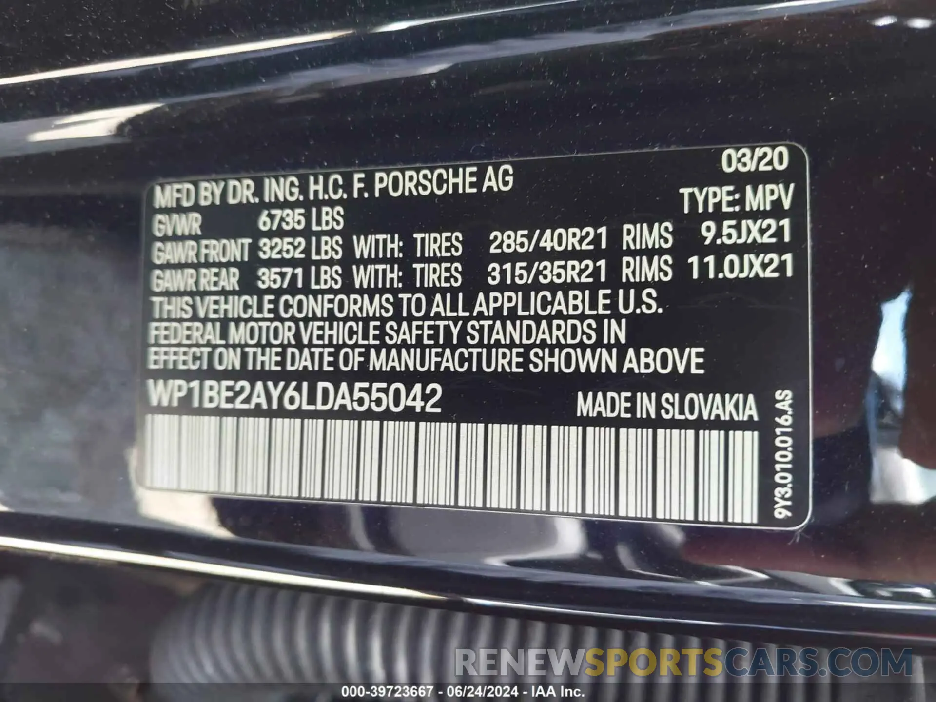 9 fotografías del automóvil dañado WP1BE2AY6LDA55042 PORSCHE CAYENNE E-HYBRID COUPE 2020