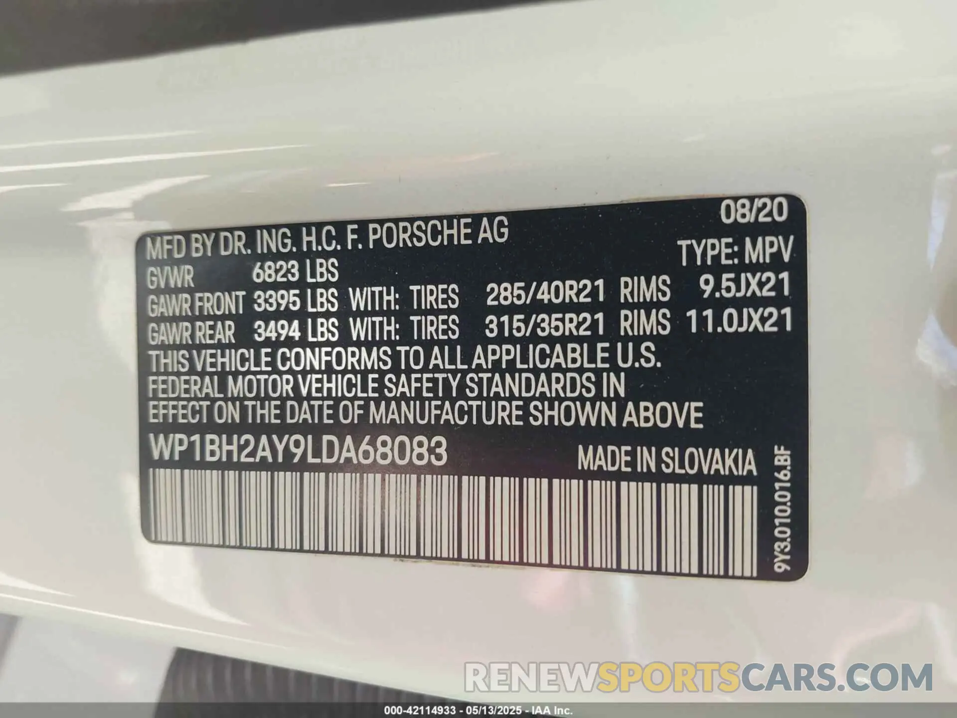 9 fotografías del automóvil dañado WP1BH2AY9LDA68083 PORSCHE CAYENNE E-HYBRID COUPE 2020
