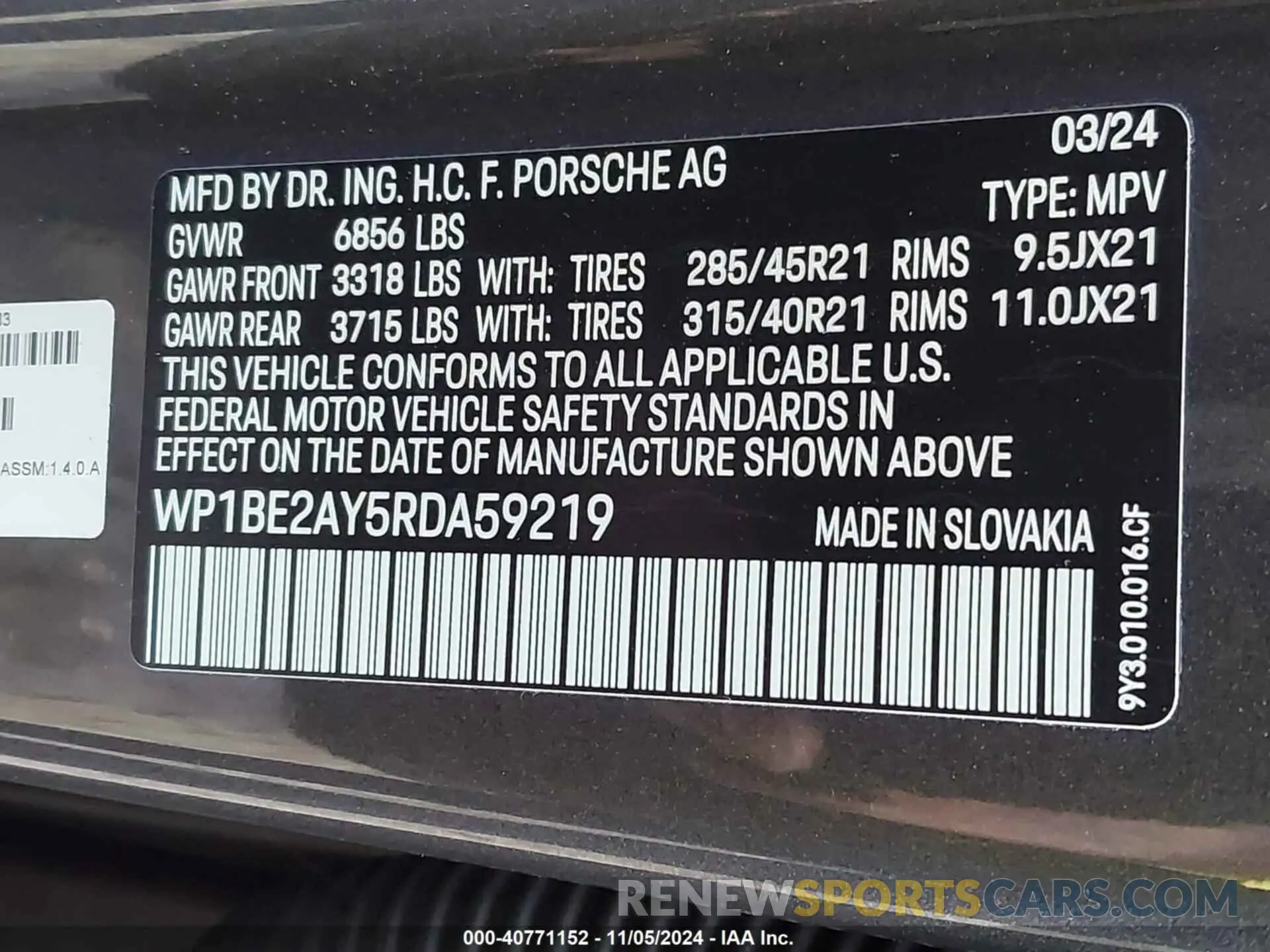 9 fotografías del automóvil dañado WP1BE2AY5RDA59219 PORSCHE CAYENNE E-HYBRID COUPE 2024