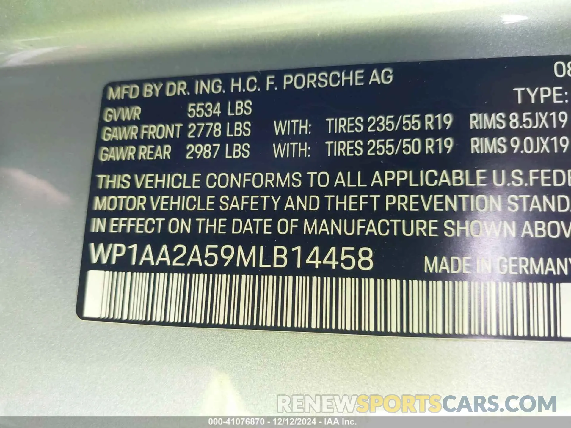 9 fotografías del automóvil dañado WP1AA2A59MLB14458 PORSCHE MACAN 2021