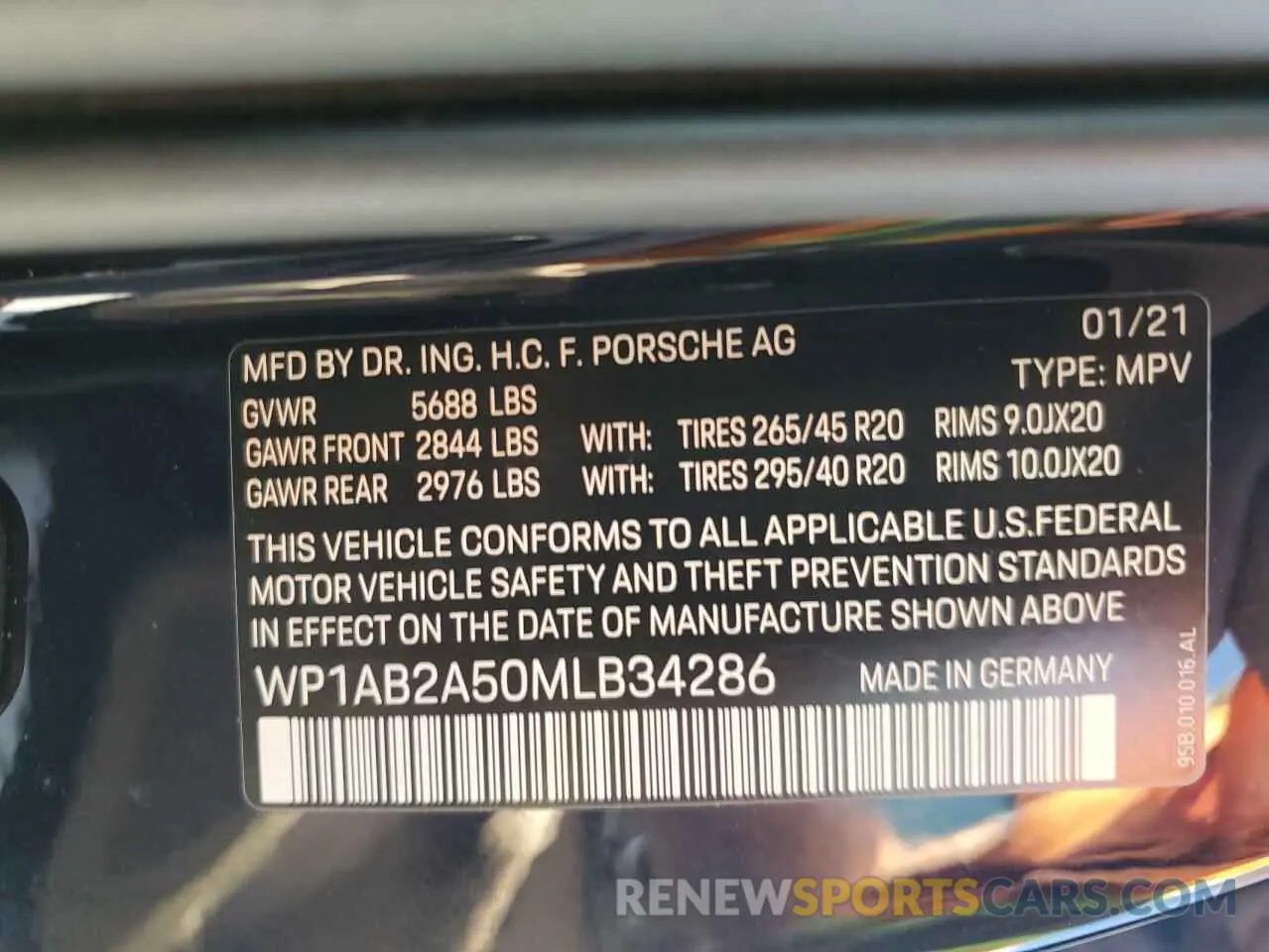 13 fotografías del automóvil dañado WP1AB2A50MLB34286 PORSCHE MACAN 2021