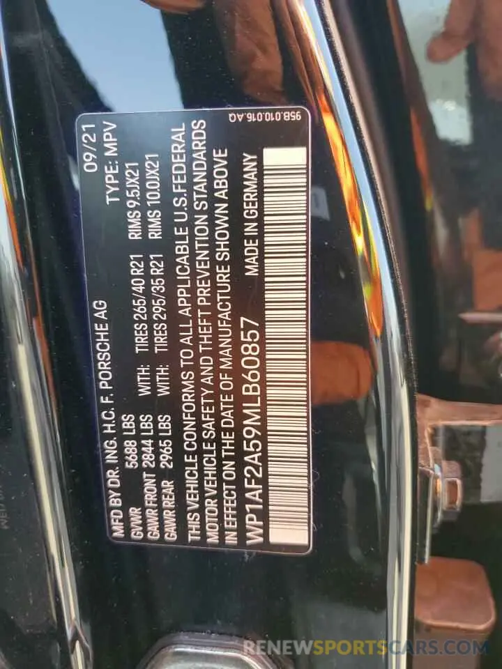 10 fotografías del automóvil dañado WP1AF2A59MLB60857 PORSCHE MACAN 2021