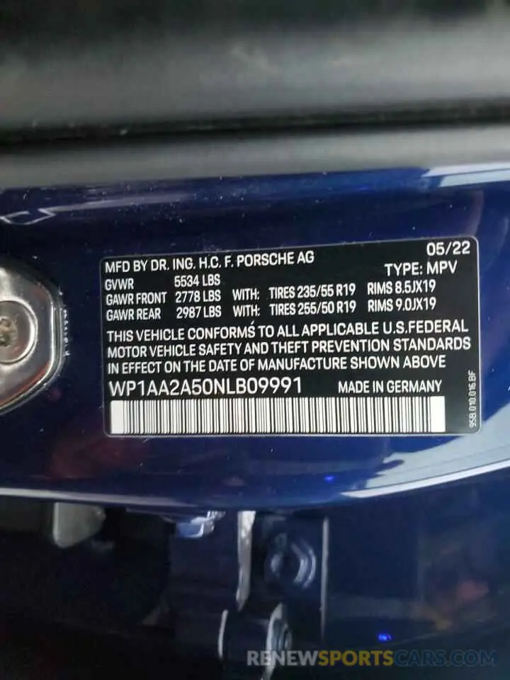 13 fotografías del automóvil dañado WP1AA2A50NLB09991 PORSCHE MACAN 2022