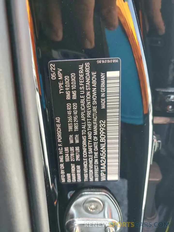 14 fotografías del automóvil dañado WP1AA2A56NLB09932 PORSCHE MACAN 2022