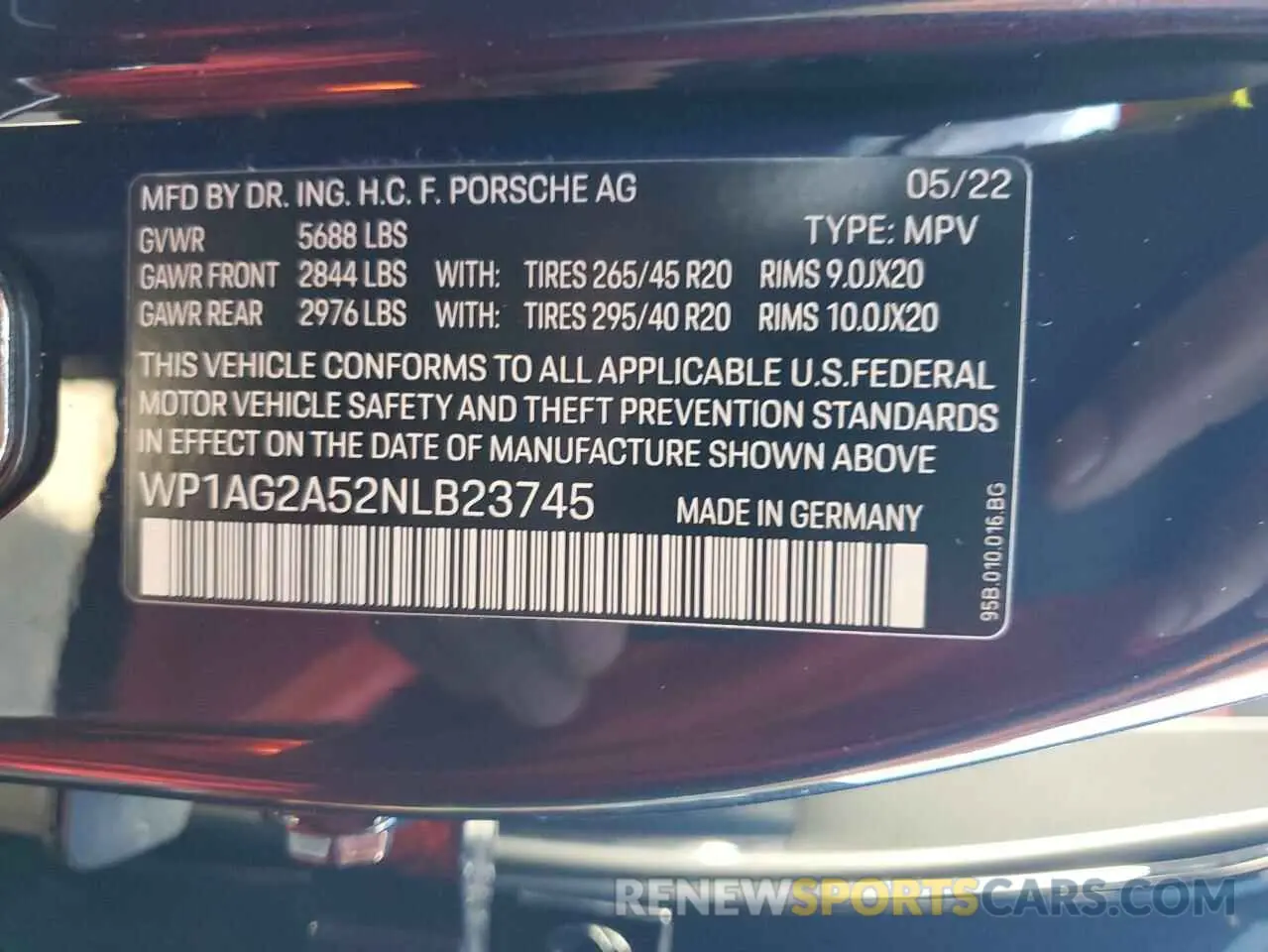14 fotografías del automóvil dañado WP1AG2A52NLB23745 PORSCHE MACAN 2022