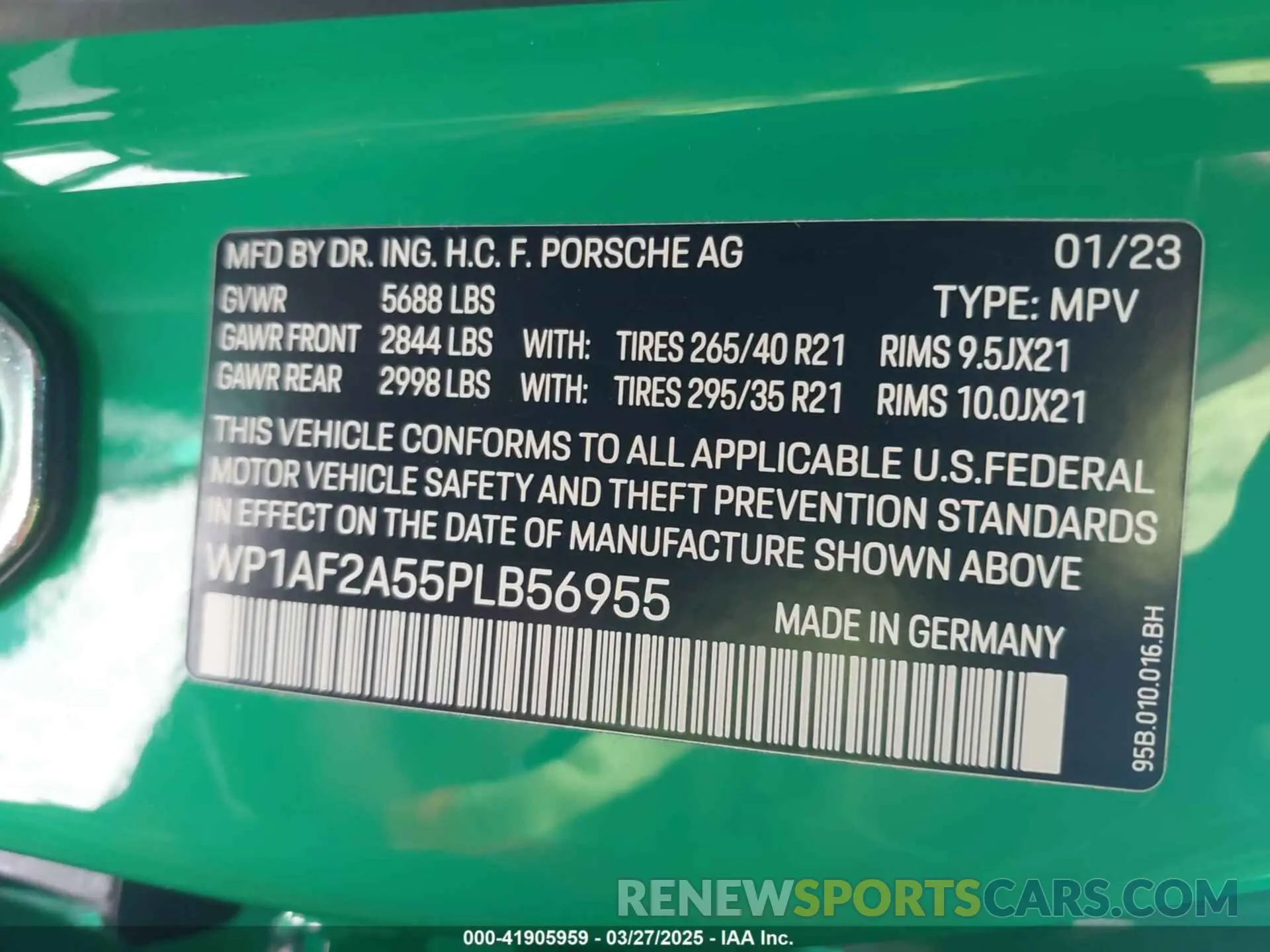 9 fotografías del automóvil dañado WP1AF2A55PLB56955 PORSCHE MACAN 2023