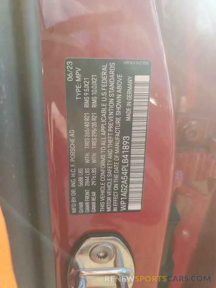12 fotografías del automóvil dañado WP1AG2A54PLB41893 PORSCHE MACAN 2023