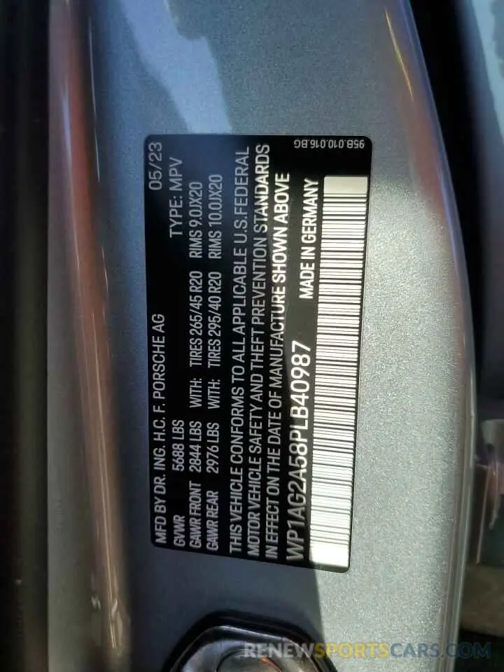 13 fotografías del automóvil dañado WP1AG2A58PLB40987 PORSCHE MACAN 2023