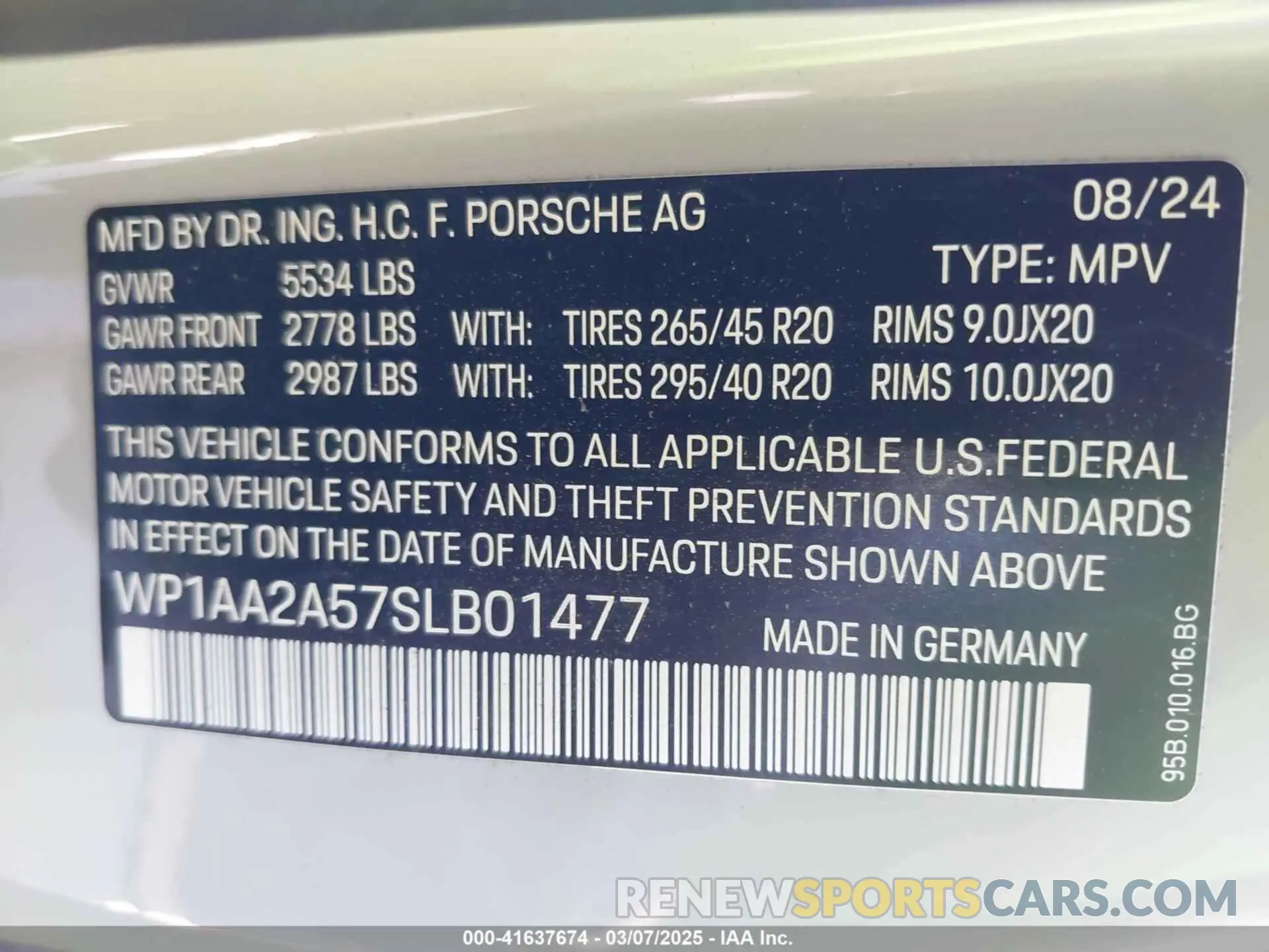 9 fotografías del automóvil dañado WP1AA2A57SLB01477 PORSCHE MACAN 2025