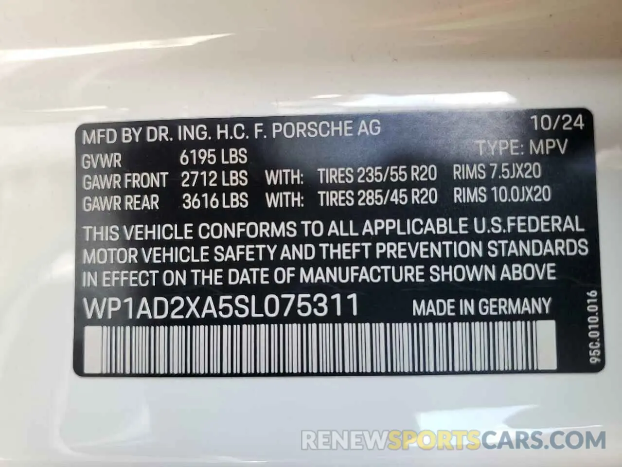 14 fotografías del automóvil dañado WP1AD2XA5SL075311 PORSCHE MACAN 2025