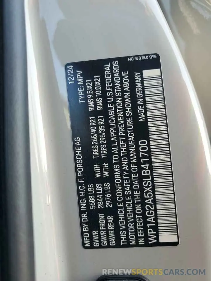14 fotografías del automóvil dañado WP1AG2A5XSLB41700 PORSCHE MACAN 2025