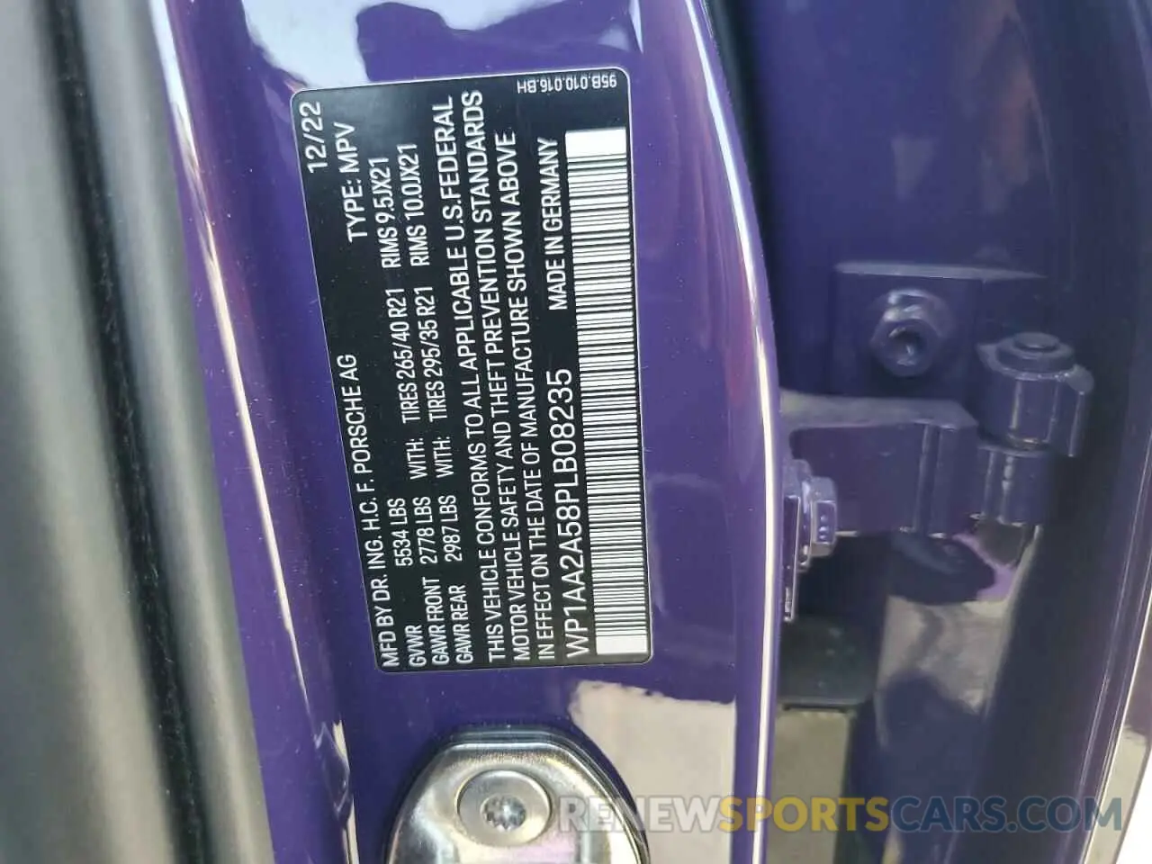14 fotografías del automóvil dañado WP1AA2A58PLB08235 PORSCHE MACAN BASE 2023