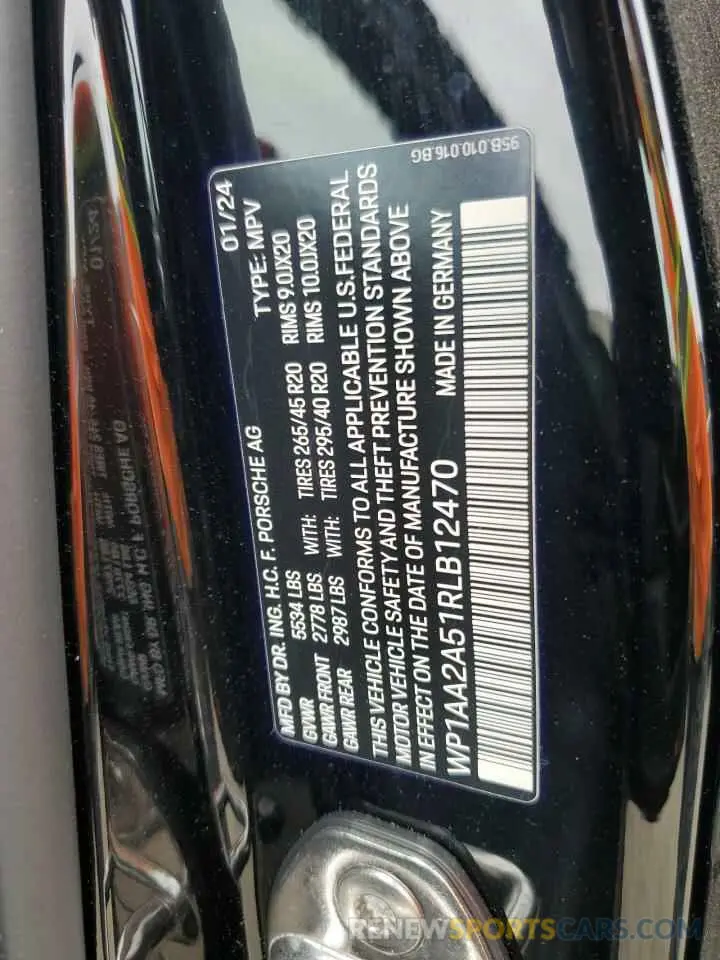 14 fotografías del automóvil dañado WP1AA2A51RLB12470 PORSCHE MACAN BASE 2024