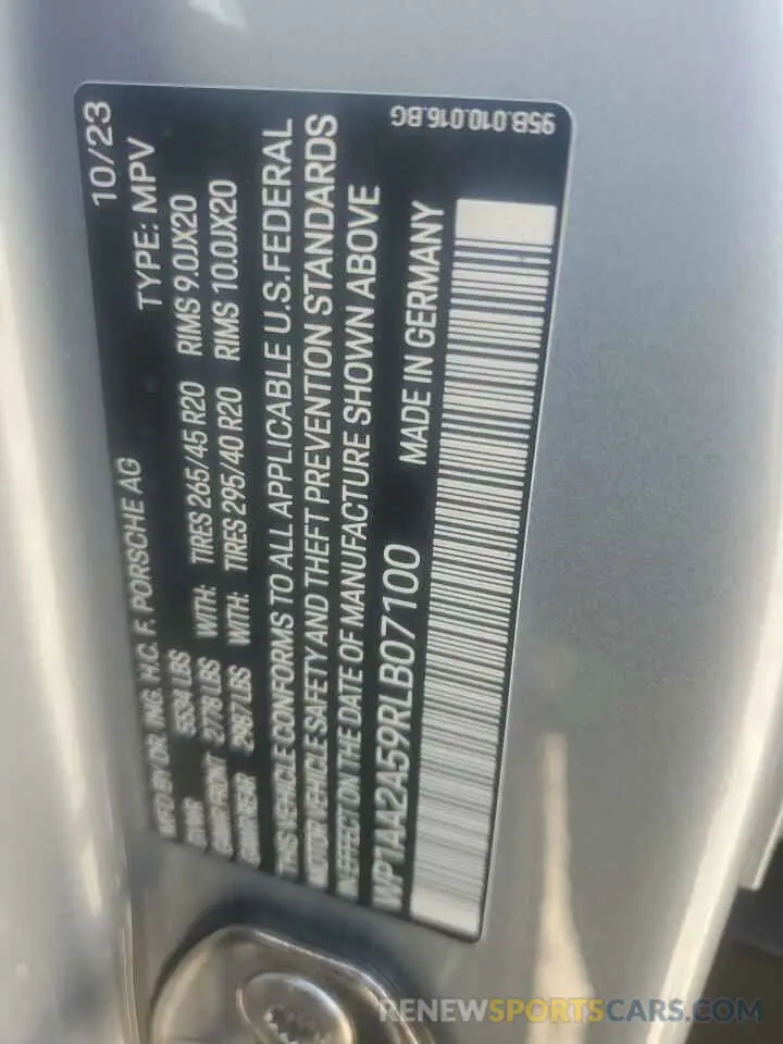 14 fotografías del automóvil dañado WP1AA2A59RLB07100 PORSCHE MACAN BASE 2024