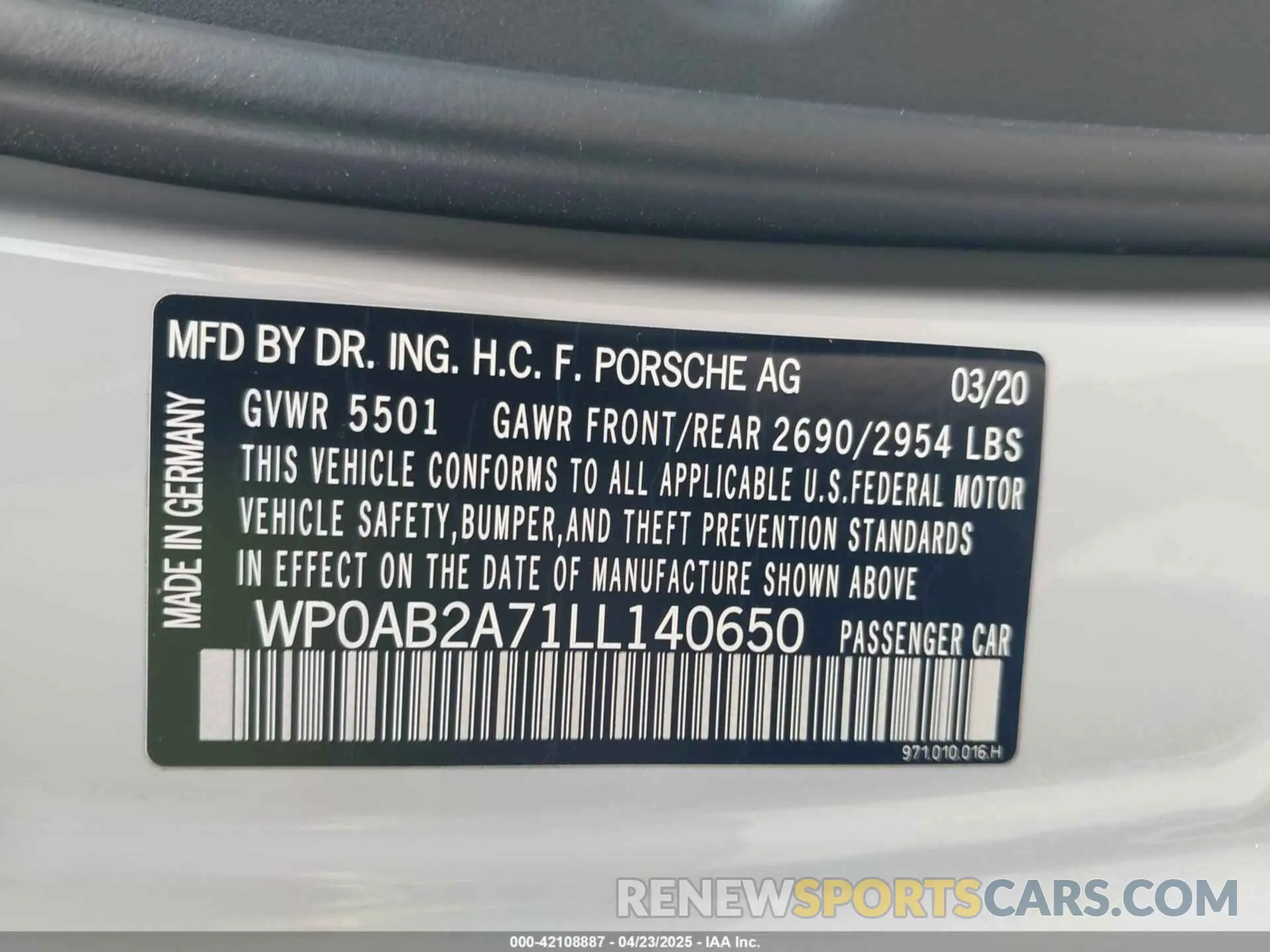 9 fotografías del automóvil dañado WP0AB2A71LL140650 PORSCHE PANAMERA 2020